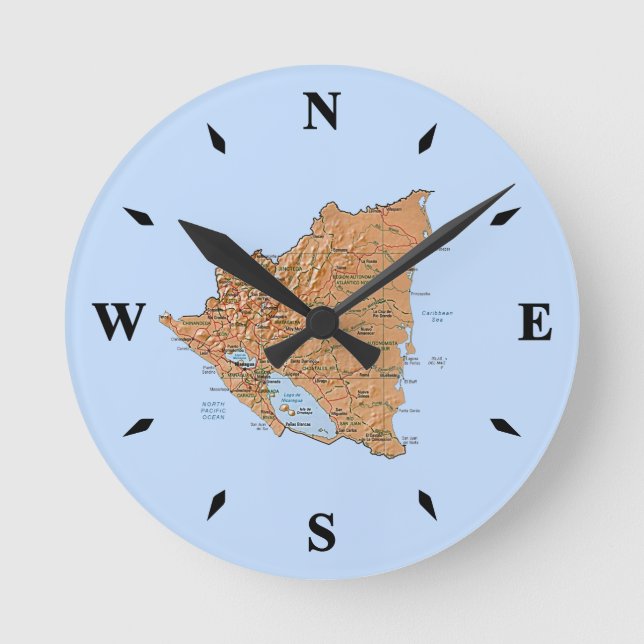 Nicaragua Map Clock (Front)
