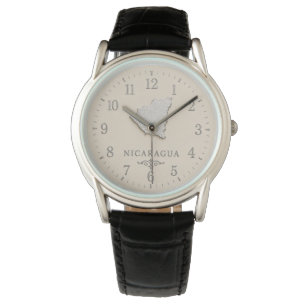 Nicaragua Map Cream Silver Watch