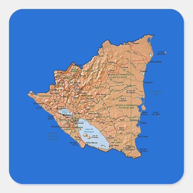 Nicaragua Map Sticker (Front)