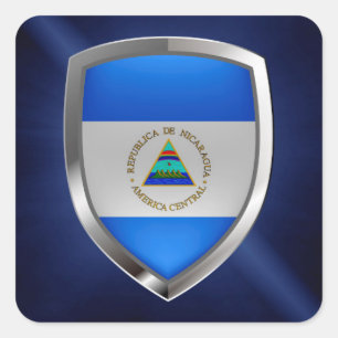 Nicaragua Metallic Emblem Square Sticker