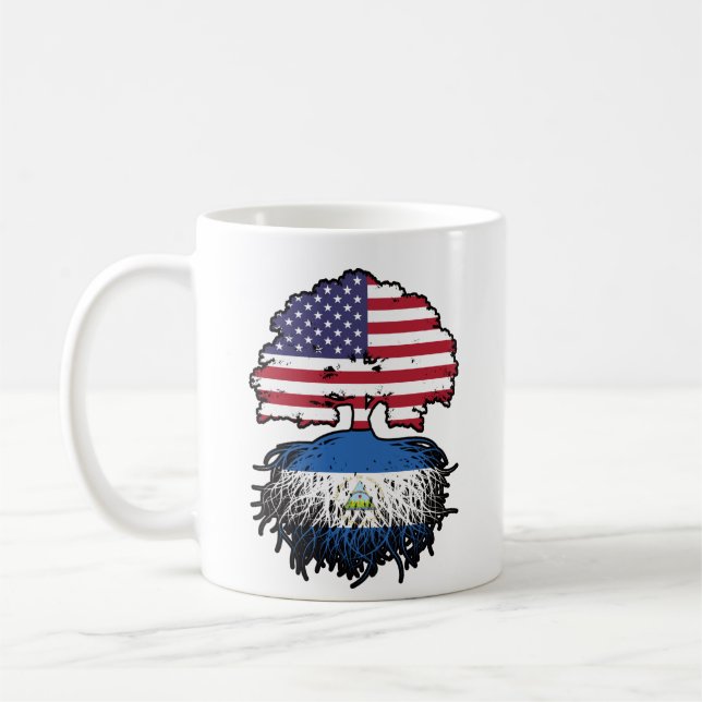 Nicaragua Nicaraguan American USA Tree Roots Flag Coffee Mug (Left)