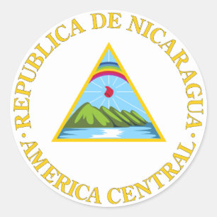 Nicaragua Official Coat Of Arms Heraldry Symbol Classic Round Sticker