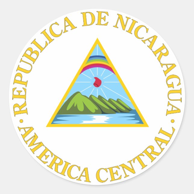 Nicaragua Official Coat Of Arms Heraldry Symbol Classic Round Sticker (Front)