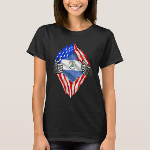 Nicaragua Roots USA Flag Patriotic Nicaraguan Heri T-Shirt
