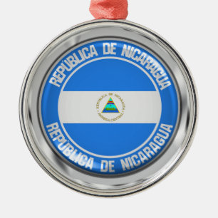 Nicaragua Round Emblem Metal Tree Decoration