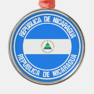 Nicaragua Round Emblem Metal Tree Decoration
