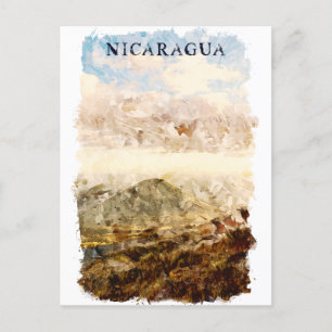 Nicaragua Scenery Watercolor Travel Postcard