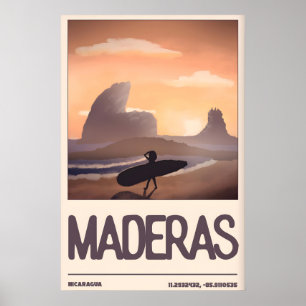 Nicaragua Surfer Wall Art, Maderas Beach Poster