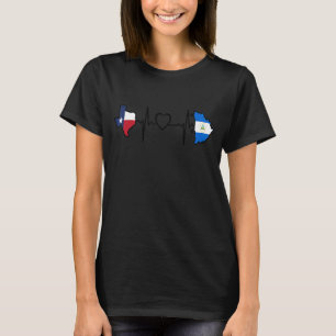 Nicaragua Texas Heartbeat Texan Nicaraguan Flag T-Shirt