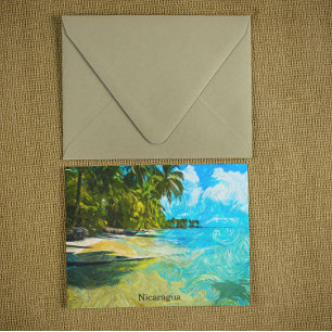 Nicaragua Tropical Scenery Oil Paint Beach Postcard