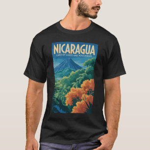 Nicaragua Volcano Illustration Travel Art Vintage T-Shirt