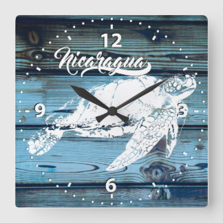 Nicaragua Wall Clock, Turtle Square Wall Clock