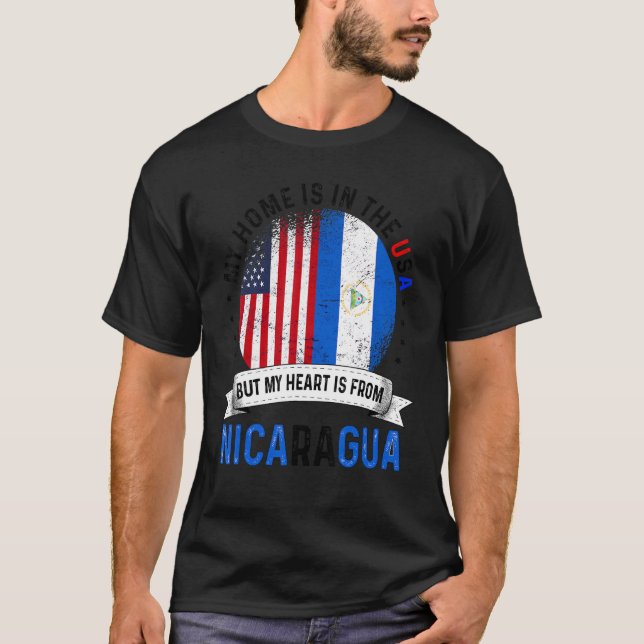 Nicaraguan American Patriot Heart Is From Nicaragu T-Shirt (Front)