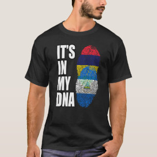 Nicaraguan And Mauritian Mix Dna Heritage Flag T-Shirt