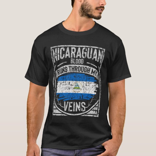 nicaraguan Blood Runs Through My Veins T-Shirt (Front)