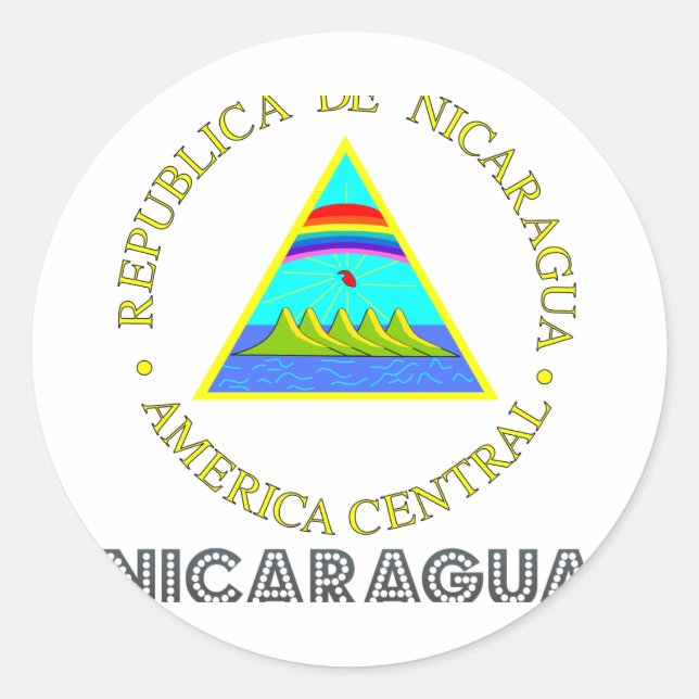 Nicaraguan Emblem Classic Round Sticker (Front)