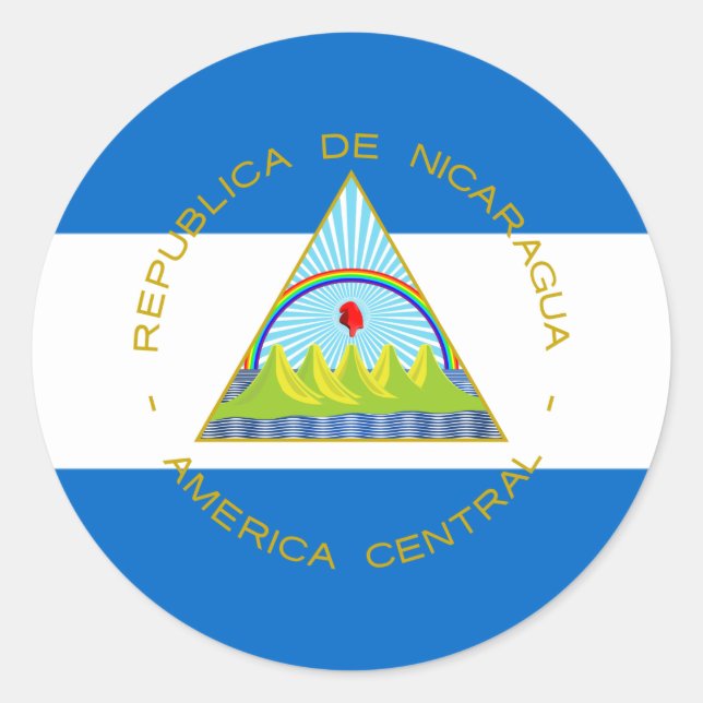 Nicaraguan Flag & Coat of Arms, Flag of Nicaragua Classic Round Sticker (Front)
