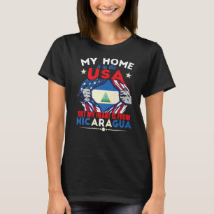 Nicaraguan Flag My Heart Is From Nicaragua Premiu T-Shirt