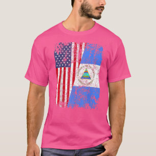 NICARAGUAN ROOTS Half American Flag USA NICARAGUA T-Shirt
