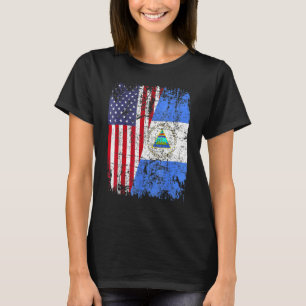 NICARAGUAN ROOTS Half American Flag USA NICARAGUA T-Shirt