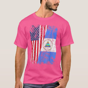 NICARAGUAN ROOTS Half American Flag USA NICARAGUA T-Shirt