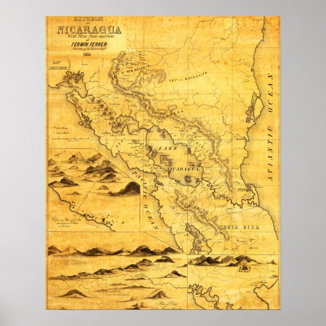 NicaraguaPanoramic MapNicaragua Poster (Front)