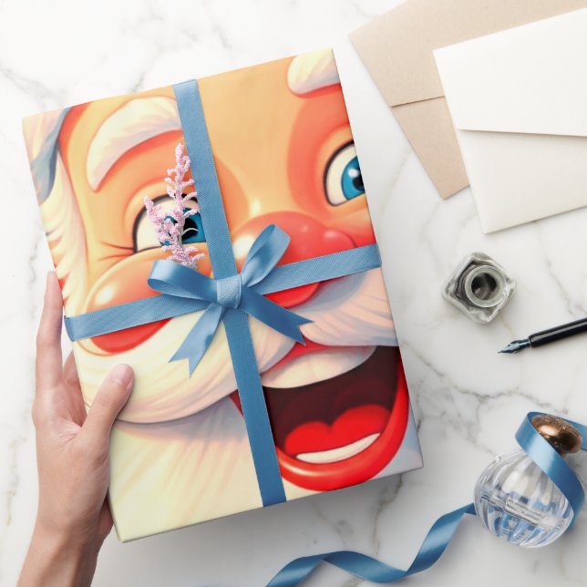 Nice and Lovely Close-Up Santa Claus Christmas  Wrapping Paper (Gifting)
