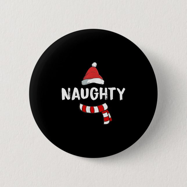 Nice And Naughty Shirt Matching Christmas Pajamas  6 Cm Round Badge (Front)
