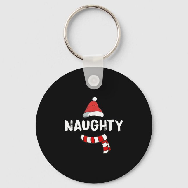 Nice And Naughty Shirt Matching Christmas Pajamas  Key Ring (Front)