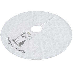 Nice Angel Old English Sheepdog (Grey 1) - Cute Fleece Tree Skirt