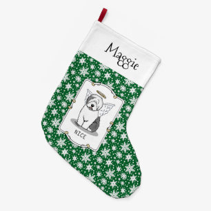 Nice Angel Old English Sheepdog (Grey 1) - Cute Large Christmas Stocking