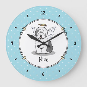 Nice Angel Old English Sheepdog (Grey 1) - Cute Large Clock
