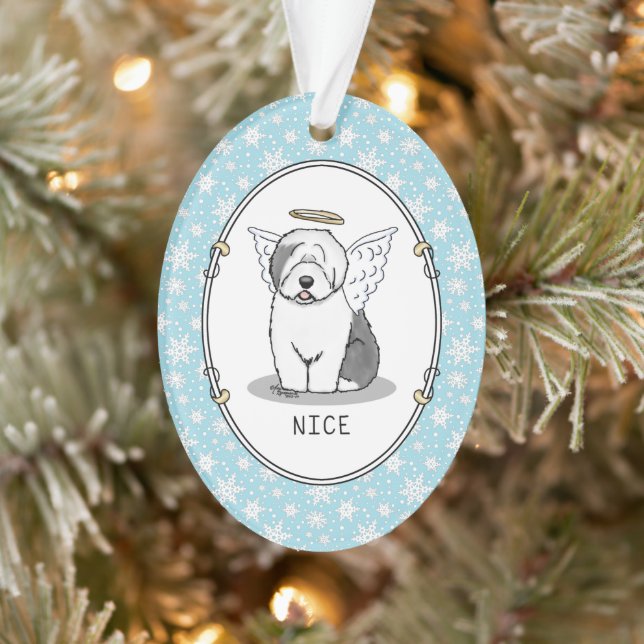 Nice Angel Old English Sheepdog (Grey 1) - Cute Ornament (Tree)