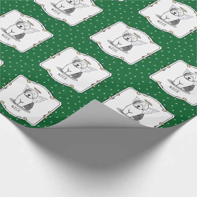 Nice Angel Old English Sheepdog (Grey 1) - Cute Wrapping Paper (Corner)