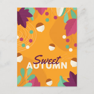 Nice Autumn Season with pine and Leaves  Holiday Postcard