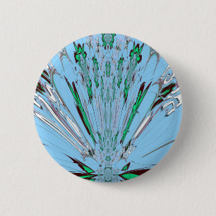 Nice Beautiful Aqua Blue Amazing Floral Motif Art 6 Cm Round Badge