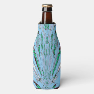 Nice Beautiful Aqua Blue Amazing Floral Motif Art Bottle Cooler