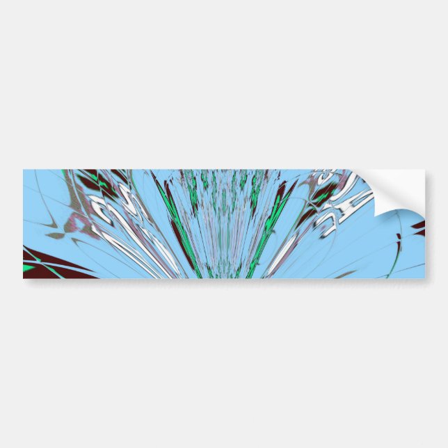 Nice Beautiful Aqua Blue Amazing Floral Motif Art Bumper Sticker (Front)