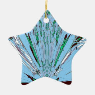 Nice Beautiful Aqua Blue Amazing Floral Motif Art Ceramic Tree Decoration