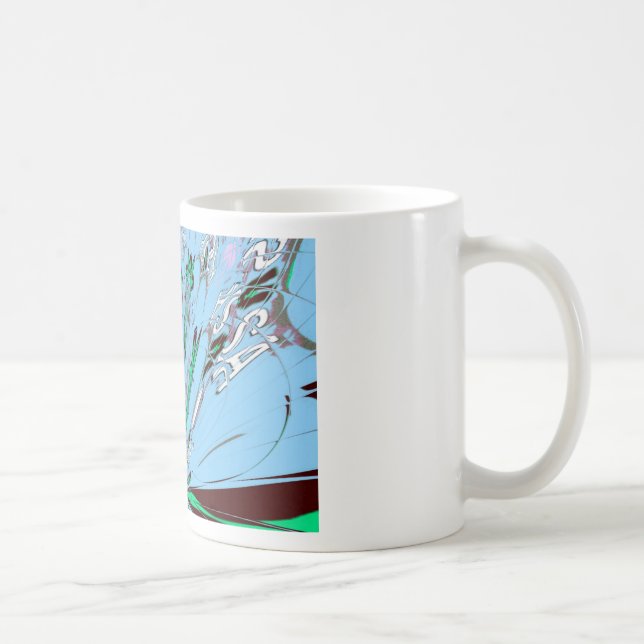 Nice Beautiful Aqua Blue Amazing Floral Motif Art Coffee Mug (Right)