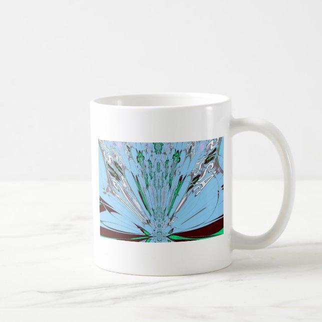 Nice Beautiful Aqua Blue Amazing Floral Motif Art Coffee Mug (Right)