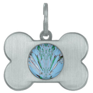 Nice Beautiful Aqua Blue Amazing Floral Motif Art Pet Name Tag