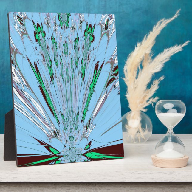 Nice Beautiful Aqua Blue Amazing Floral Motif Art Plaque (Side)