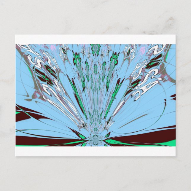 Nice Beautiful Aqua Blue Amazing Floral Motif Art Postcard (Front)
