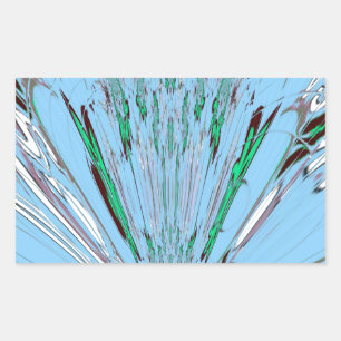 Nice Beautiful Aqua Blue Amazing Floral Motif Art Rectangular Sticker
