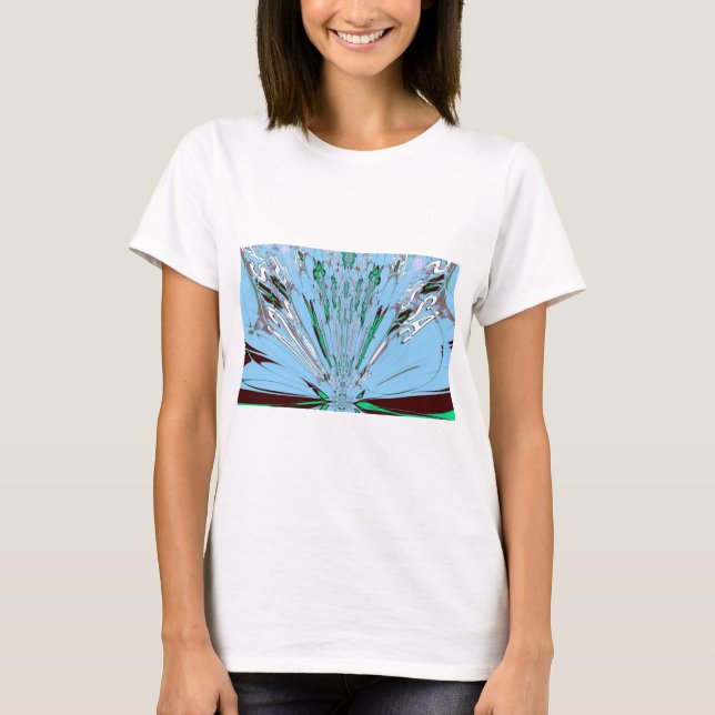 Nice Beautiful Aqua Blue Amazing Floral Motif Art T-Shirt (Front)