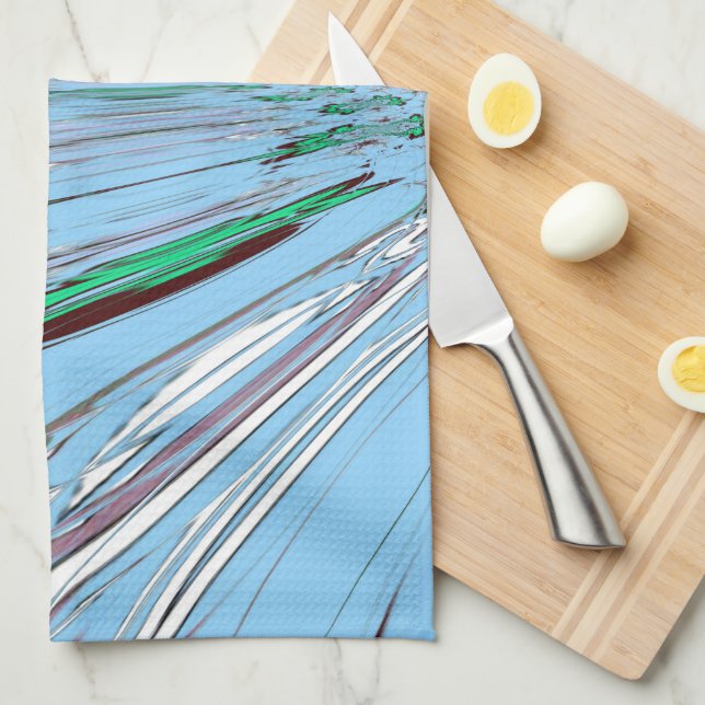 Nice Beautiful Aqua Blue Amazing Floral Motif Art Tea Towel (Quarter Fold)