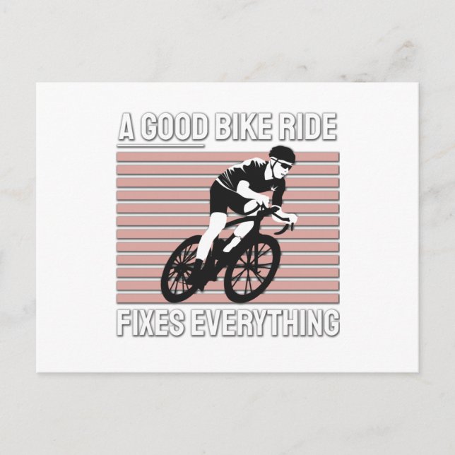 Nice Bike Rider Design - A Good Bike Ride Fixes Postcard (Front)