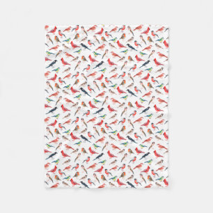 Nice bird pattern. Bright watercolour birds Fleece Blanket