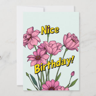 Nice Birthday Card with Pink Flowers